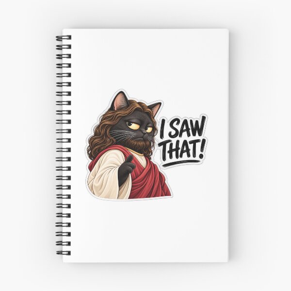 Item preview, Cat Jesus I Saw That Funny Side Eye Cat Sticker designed and sold by InspireHerTribe.