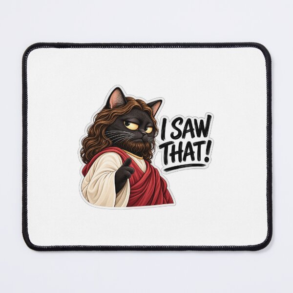 Item preview, Cat Jesus I Saw That Funny Side Eye Cat Sticker designed and sold by InspireHerTribe.
