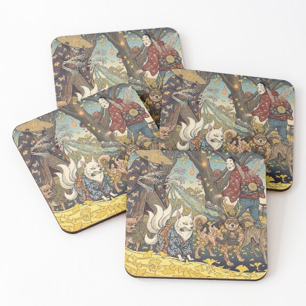 Item preview, Hyakki Yagyo: Japanese Yokai and Dogs Ukiyo-e Woodblock Print Art designed and sold by manbou-japan.
