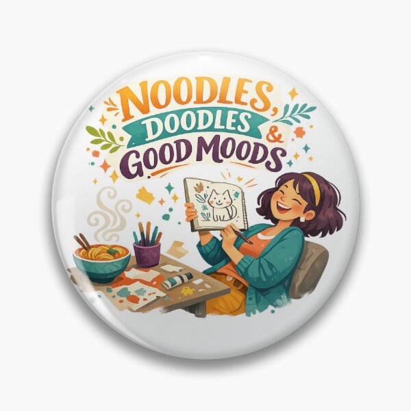 Item preview, Noodles Doodles and Good Moods Cute Artist Food Humor Creative Retro Art designed and sold by inkoutninja.