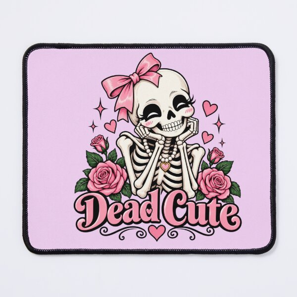Item preview, Dead Cute – Cute Skeleton with Pink Bow, Roses & Pearls | Kawaii Pastel Goth designed and sold by Sanika arts .