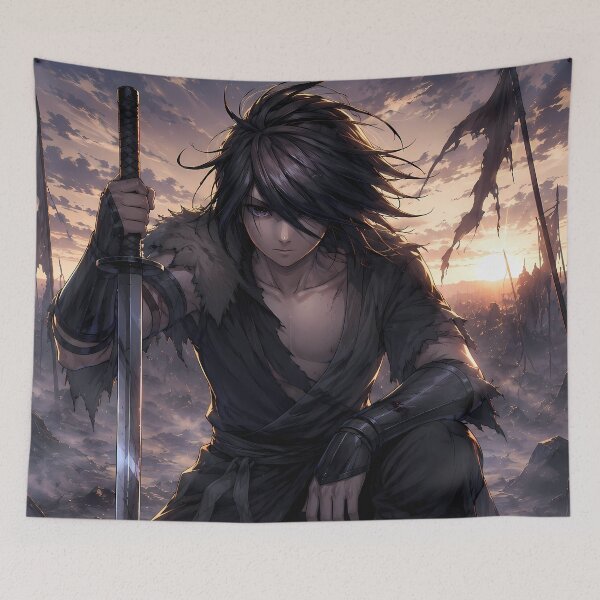 Item preview, Hyakkimaru Dororo Solitary Guardian Resting at a Fallen Battlefield designed and sold by mildaclairmo.
