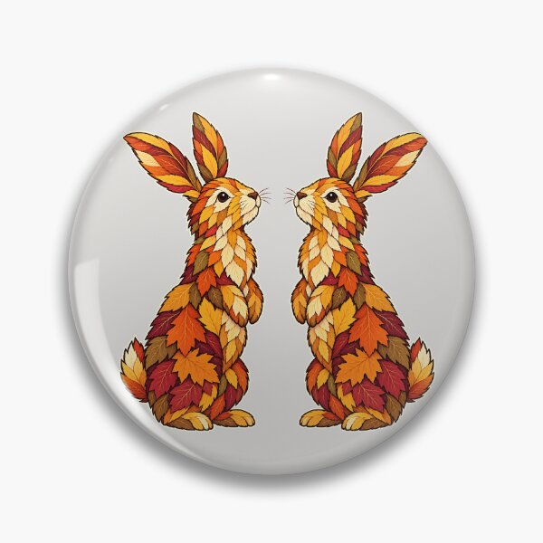 Item preview, Autumn Leaf Rabbit Pair Botanical Woodland Art designed and sold by  MAD's Recreation Studio.
