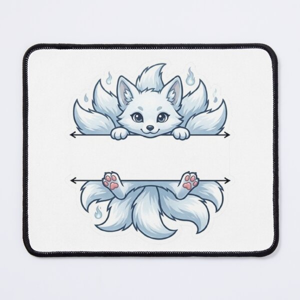 Item preview, Nine Tailed White Kitsune Peeking - Cute Spirit Fox designed and sold by PetalsPaws.
