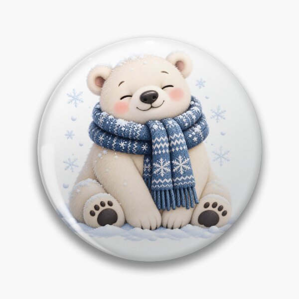 Item preview, Cozy Polar Bear Winter with Blue Scarf designed and sold by TinyWeird.