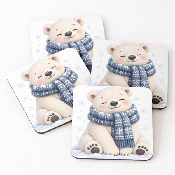 Item preview, Cozy Polar Bear Winter with Blue Scarf designed and sold by TinyWeird.