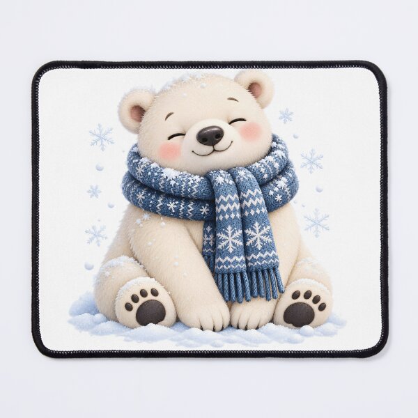 Item preview, Cozy Polar Bear Winter with Blue Scarf designed and sold by TinyWeird.