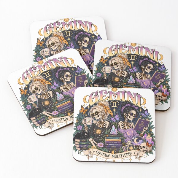 Item preview, Gemini Zodiac Skeletons – Contain Multitudes Celestial Astrology Art designed and sold by NinthLantern.