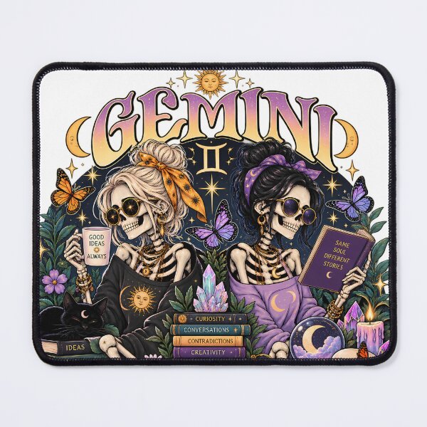 Item preview, Gemini Zodiac Skeletons – Contain Multitudes Celestial Astrology Art designed and sold by NinthLantern.