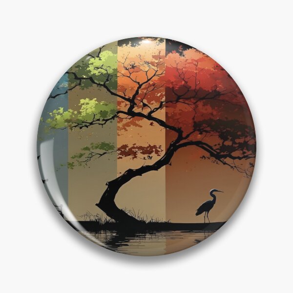 Item preview, A Multicolored Sunset Landscape with a Majestic Bird with Tree Reflecting in a Tranquil Water Asia Art Digital Illustration designed and sold by Matt_Smith.