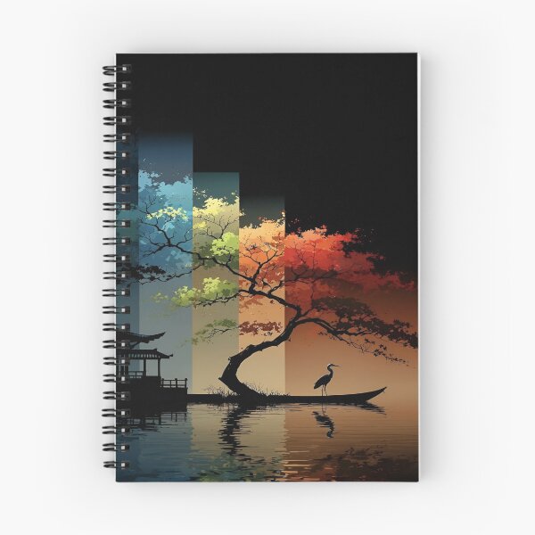 Item preview, A Multicolored Sunset Landscape with a Majestic Bird with Tree Reflecting in a Tranquil Water Asia Art Digital Illustration designed and sold by Matt_Smith.