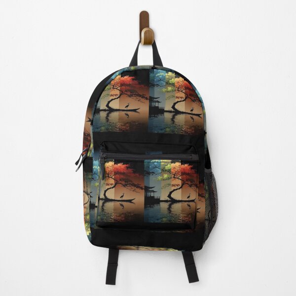 Item preview, A Multicolored Sunset Landscape with a Majestic Bird with Tree Reflecting in a Tranquil Water Asia Art Digital Illustration designed and sold by Matt_Smith.