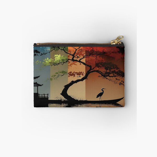 Item preview, A Multicolored Sunset Landscape with a Majestic Bird with Tree Reflecting in a Tranquil Water Asia Art Digital Illustration designed and sold by Matt_Smith.