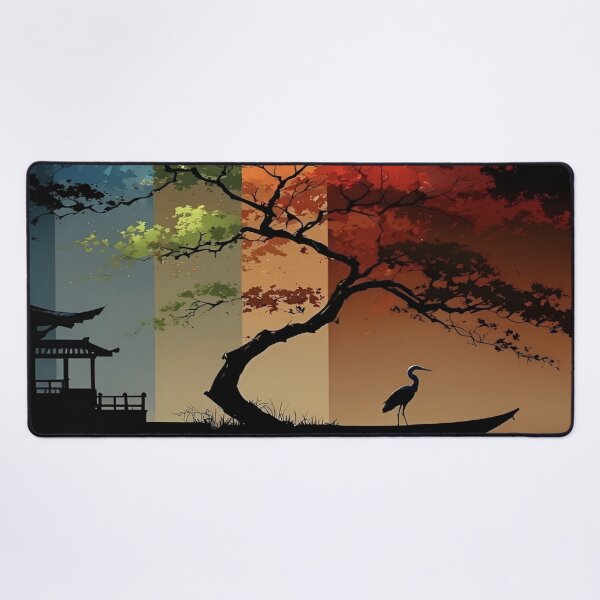Item preview, A Multicolored Sunset Landscape with a Majestic Bird with Tree Reflecting in a Tranquil Water Asia Art Digital Illustration designed and sold by Matt_Smith.