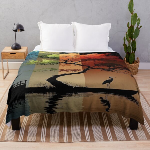 Item preview, A Multicolored Sunset Landscape with a Majestic Bird with Tree Reflecting in a Tranquil Water Asia Art Digital Illustration designed and sold by Matt_Smith.