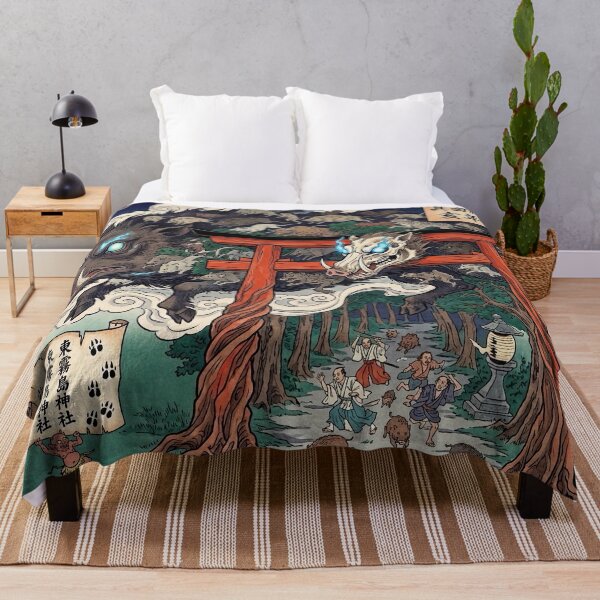 Item preview, Japanese Ukiyo-e Boar Monster at Torii Gate - Yokai Art designed and sold by manbou-japan.