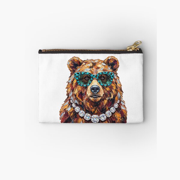 Item preview, Glam Bear Oil Painting With Teal Leopard Glasses And Diamond Chain designed and sold by dartoffofo⭐⭐⭐⭐⭐.