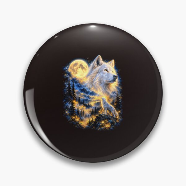 Item preview, Celestial Wolf Howling Full Moon Fantasy Mountain Forest Wildlife designed and sold by mari-kayden.