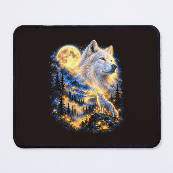 Item preview, Celestial Wolf Howling Full Moon Fantasy Mountain Forest Wildlife designed and sold by mari-kayden.