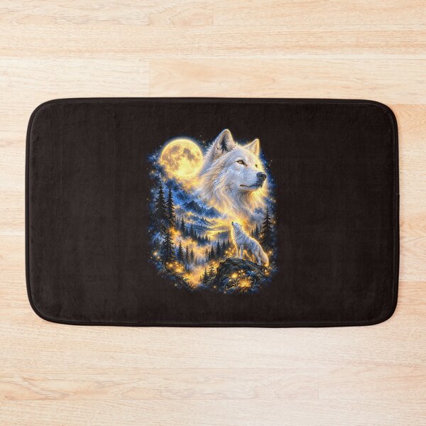 Item preview, Celestial Wolf Howling Full Moon Fantasy Mountain Forest Wildlife designed and sold by mari-kayden.