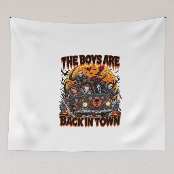 Item preview, The Boys Are Back In Town Horror Villains In Van Halloween Graphic designed and sold by dartoffofo⭐⭐⭐⭐⭐.