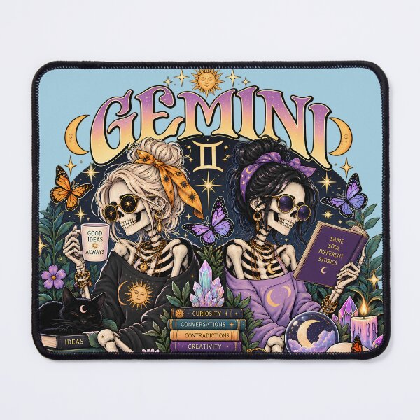 Item preview, Gemini Zodiac Skeletons in Color – Contain Multitudes Celestial Astrology Art designed and sold by NinthLantern.
