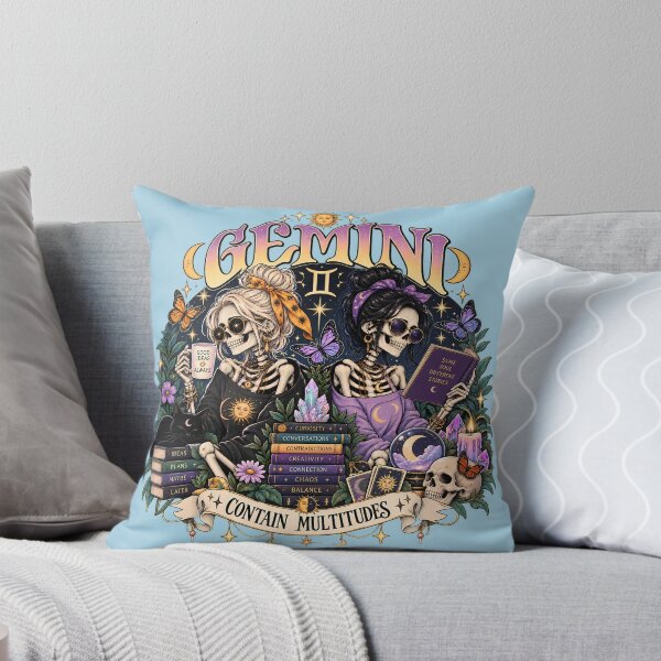 Item preview, Gemini Zodiac Skeletons in Color – Contain Multitudes Celestial Astrology Art designed and sold by NinthLantern.