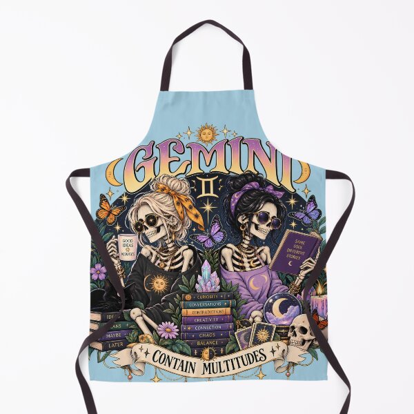 Item preview, Gemini Zodiac Skeletons in Color – Contain Multitudes Celestial Astrology Art designed and sold by NinthLantern.