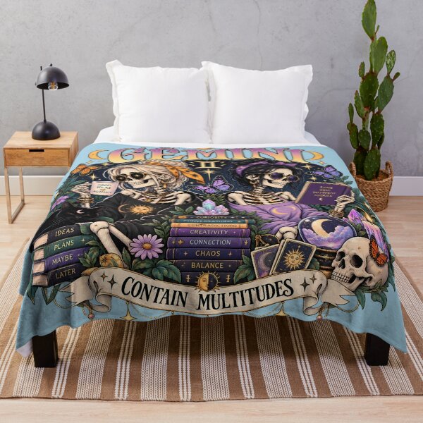 Item preview, Gemini Zodiac Skeletons in Color – Contain Multitudes Celestial Astrology Art designed and sold by NinthLantern.