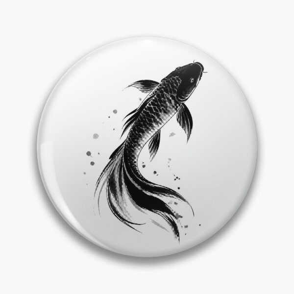 Item preview, Black Koi Fish Ink Brush Painting designed and sold by Avenuse style.