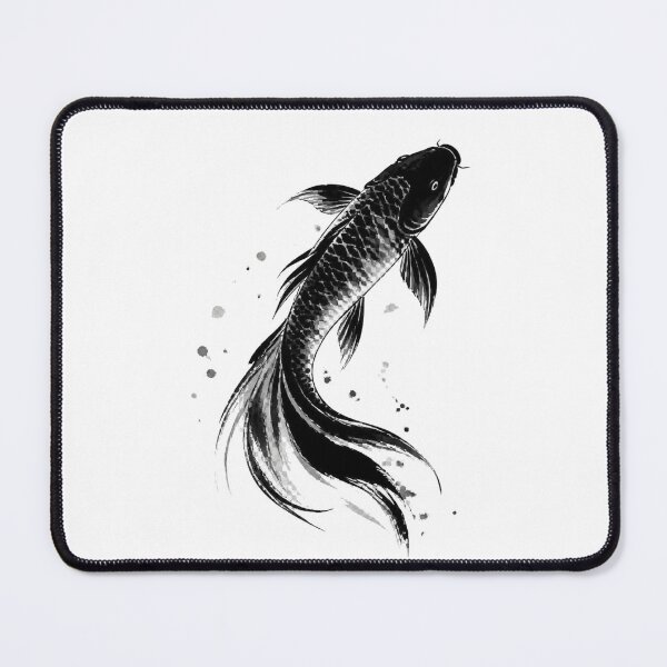 Item preview, Black Koi Fish Ink Brush Painting designed and sold by Avenuse style.