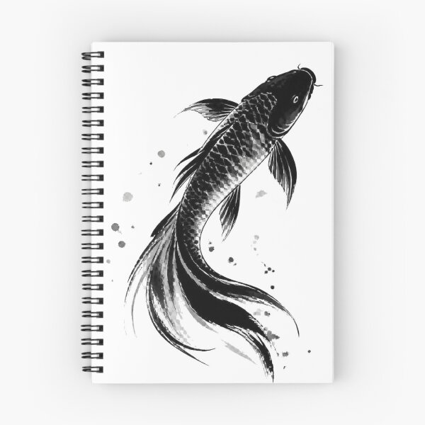 Item preview, Black Koi Fish Ink Brush Painting designed and sold by Avenuse style.