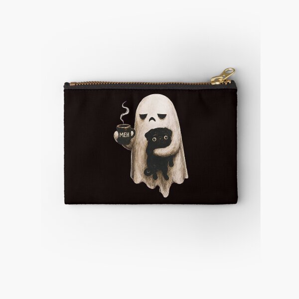 Item preview, Grumpy Ghost Holding Black Pug Meh Coffee Halloween designed and sold by ImeldaSparks.