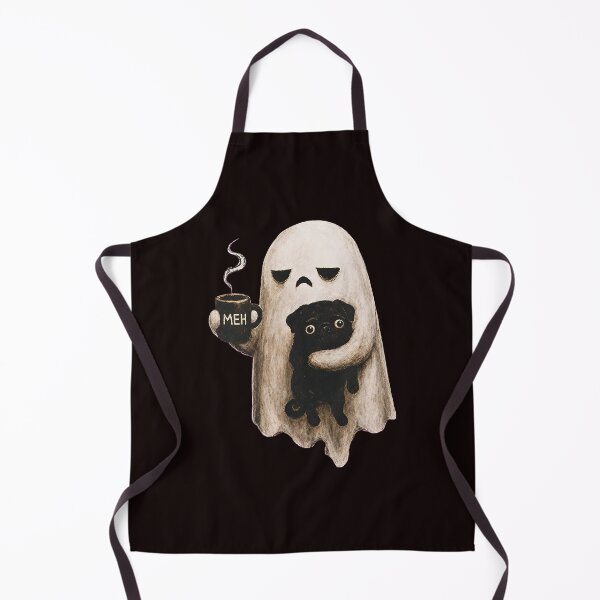Item preview, Grumpy Ghost Holding Black Pug Meh Coffee Halloween designed and sold by ImeldaSparks.