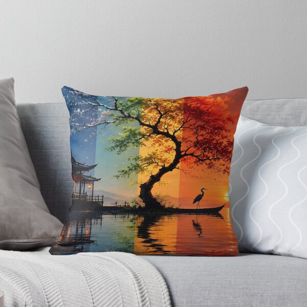 Item preview, A Multicolored Sunset Landscape with a Majestic Bird with Tree Reflecting in a Tranquil Water Asia Art Digital Illustration designed and sold by Matt_Smith.