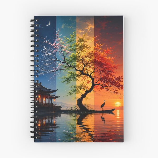 Item preview, A Multicolored Sunset Landscape with a Majestic Bird with Tree Reflecting in a Tranquil Water Asia Art Digital Illustration designed and sold by Matt_Smith.