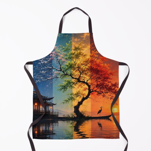 Item preview, A Multicolored Sunset Landscape with a Majestic Bird with Tree Reflecting in a Tranquil Water Asia Art Digital Illustration designed and sold by Matt_Smith.