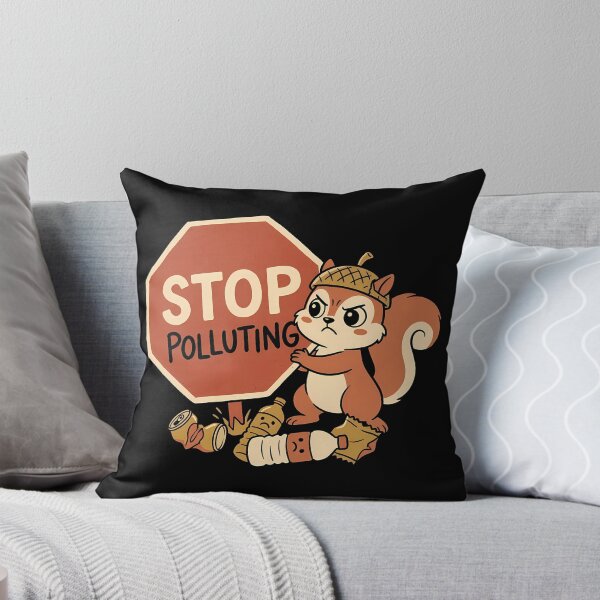 Item preview, Stop Polluting Cute Angry Squirrel Cartoon designed and sold by OwenFuhrman.
