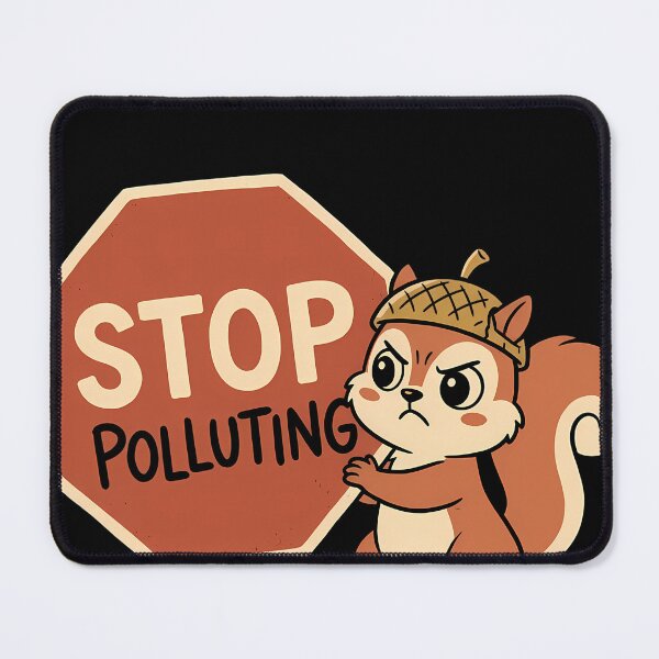 Item preview, Stop Polluting Cute Angry Squirrel Cartoon designed and sold by OwenFuhrman.