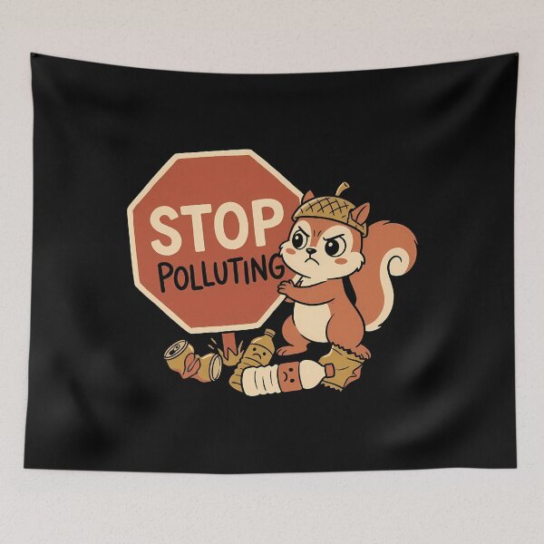 Item preview, Stop Polluting Cute Angry Squirrel Cartoon designed and sold by OwenFuhrman.