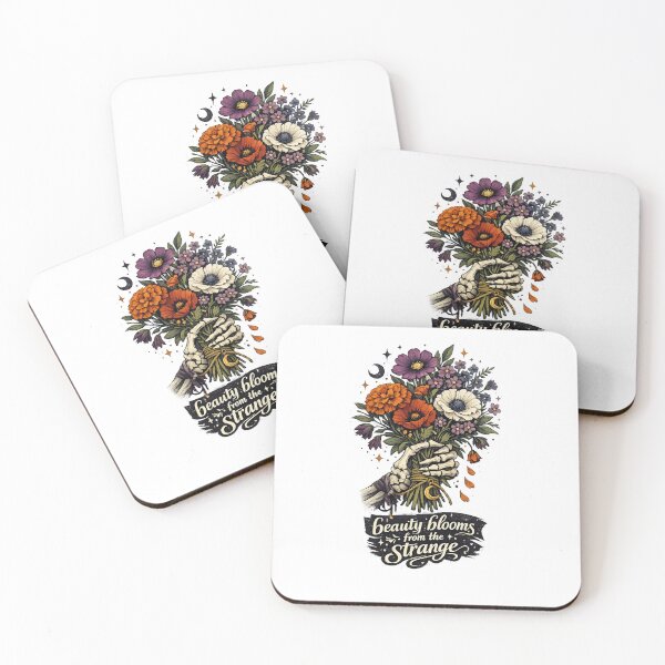 Item preview, Beauty Blooms From the Strange Gothic Floral Skeleton Hands Dark Botanical Art designed and sold by inkoutninja.