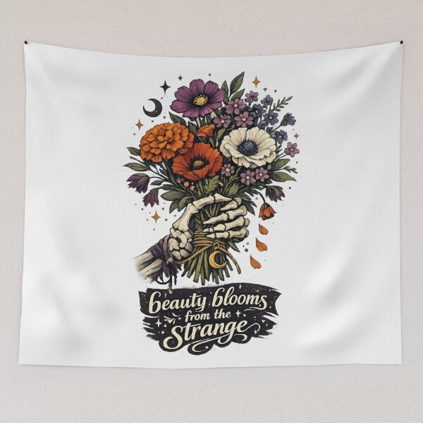 Item preview, Beauty Blooms From the Strange Gothic Floral Skeleton Hands Dark Botanical Art designed and sold by inkoutninja.
