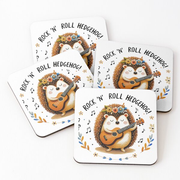 Item preview, Rock 'N' Roll Hedgehog Playing Guitar Whimsical Design designed and sold by DEC02.