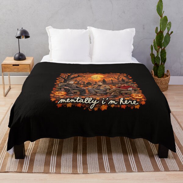 Item preview, Mentally I'm Here Michael Myers Jason Freddy Halloween Spooky Graveyard designed and sold by dartoffofo⭐⭐⭐⭐⭐.