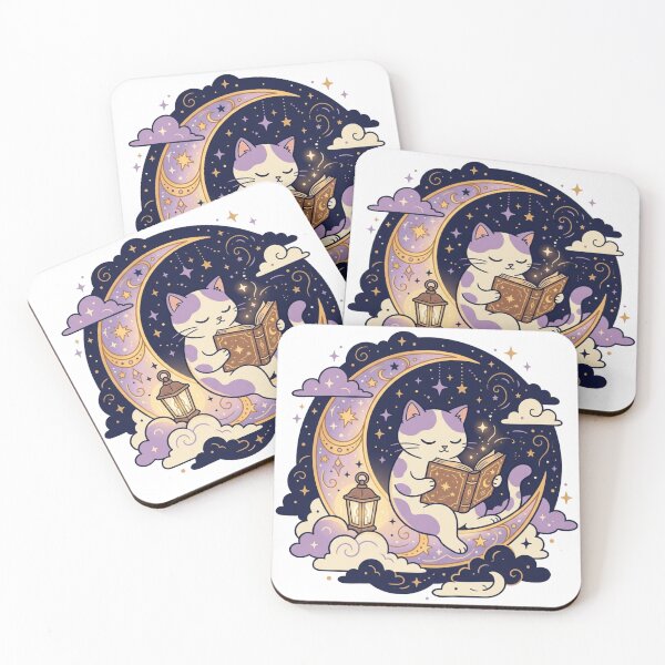 Item preview, Midnight Reading Cat – Magical Moon Book Illustration designed and sold by meghnad.