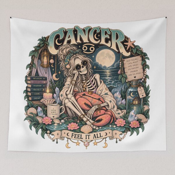 Item preview, Cancer Zodiac Skeleton – Feel It All Celestial Astrology Art designed and sold by NinthLantern.