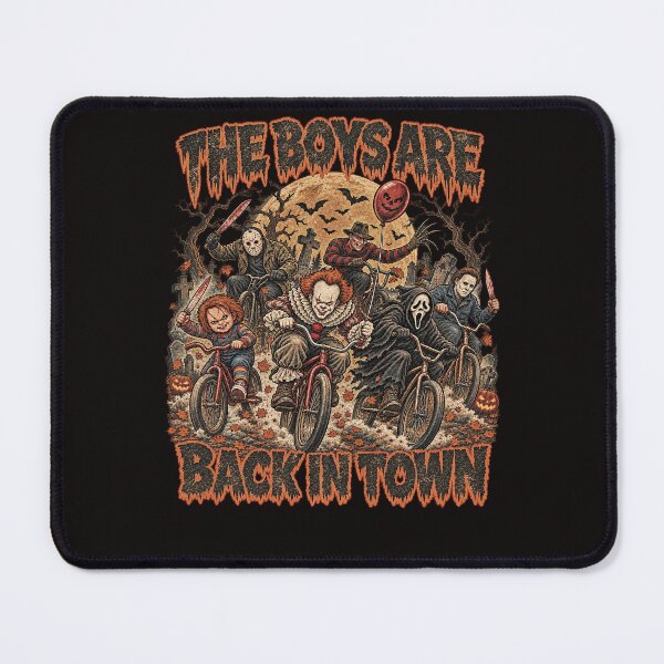 Item preview, The Boys Are Back In Town Horror Movie Slashers Riding Bicycles Graphic designed and sold by dartoffofo⭐⭐⭐⭐⭐.