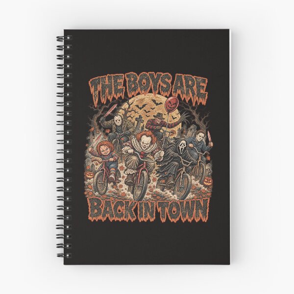 Item preview, The Boys Are Back In Town Horror Movie Slashers Riding Bicycles Graphic designed and sold by dartoffofo⭐⭐⭐⭐⭐.
