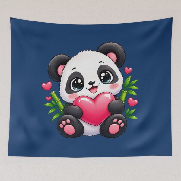 Item preview, Cute Panda Holding Pink Heart designed and sold by ShivCraftStudio.