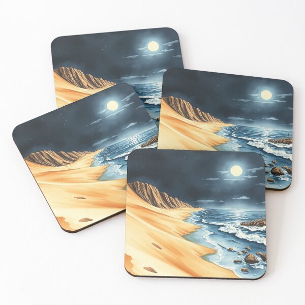 Item preview, Moonlit Shipwreck Beach Night Coastal Landscape Art designed and sold by EllDAV777.